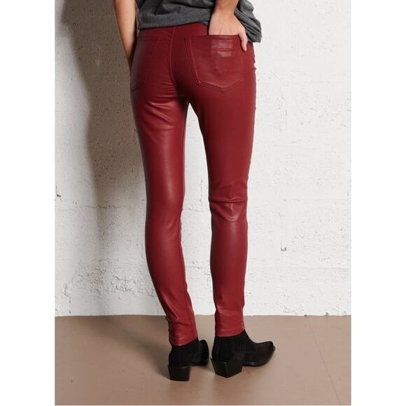 NWT The Kooples Red Leather-Effect Skinny Jeans Size 27 - Picture 3 of 8